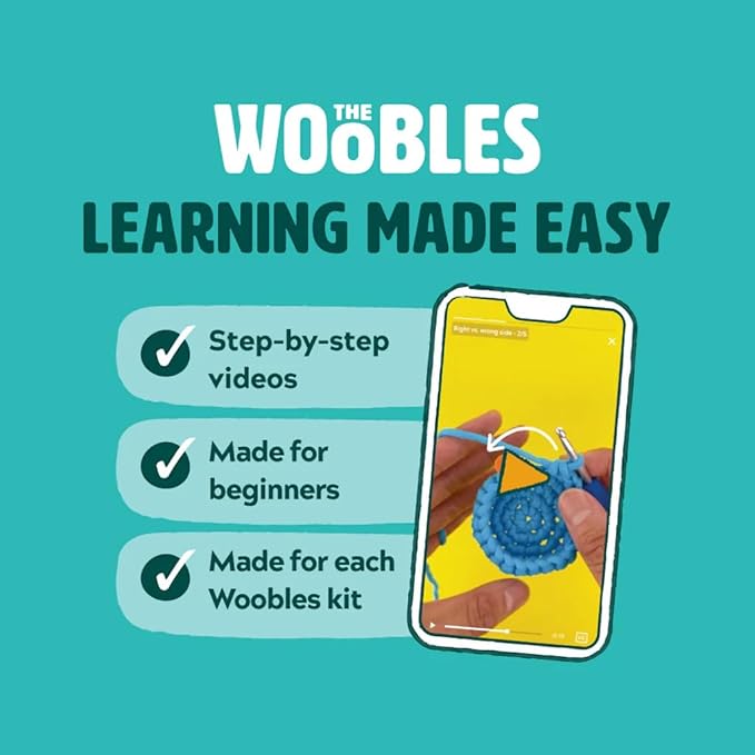 the woobles crochet kit for beginners - easy arts and crafts knitting & crochet animals kit as seen on shark tank - felix the fox