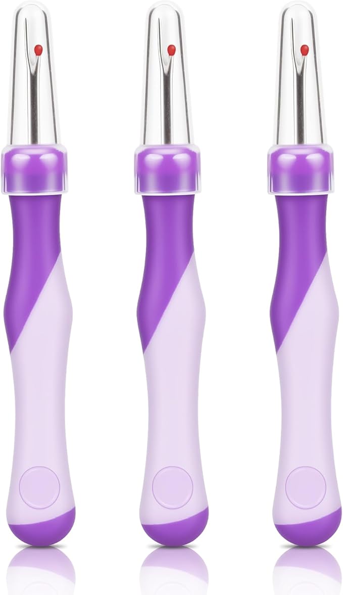 3 PCS Needle and Thread Seam Ripper, Rippers for Sewing and Thread,Remover Stitch Tool for Hand Sewing, Knitting, Cross Stitching, Embroidery and Thread Removal (Purple)