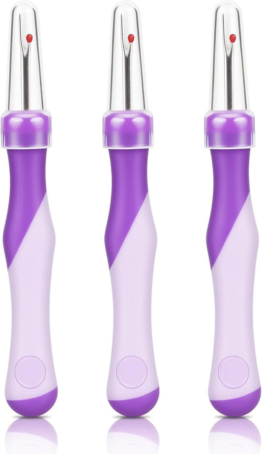 3 PCS Needle and Thread Seam Ripper, Rippers for Sewing and Thread,Remover Stitch Tool for Hand Sewing, Knitting, Cross Stitching, Embroidery and Thread Removal (Purple)