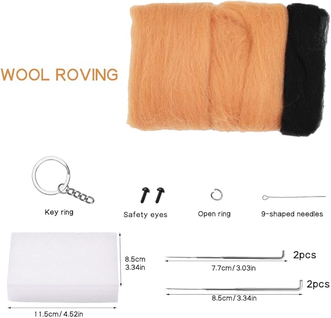 QMNNMA Needle Felting Kit, Animals Needle Felting Set, DIY Wool Felt Materials Set with Felting Tool and Instruction for Needle Felting Craft Project and DIY Handmade