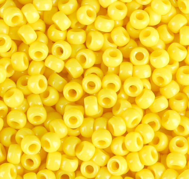 1000Pcs 9mm Yellow Plastic Pony Beads for Friendship Bracelets, Hair Beads, Crafts