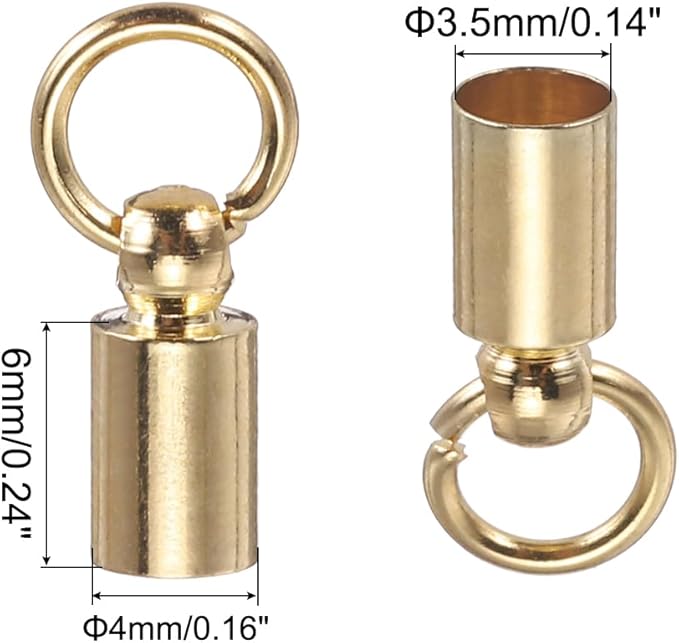 MECCANIXITY Fold Over Cord End Caps Rose Gold 4mm OD with Crimp Covers Lobster Claw Clasps DIY Jewelry Making for Bracelets and Necklaces Crafting 20 Pcs