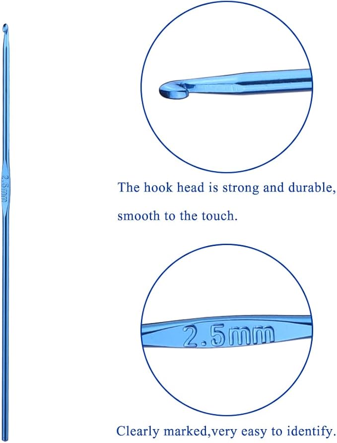 2.5mm Aluminum Crochet Hook, Smooth Crochet Needles, Knitting Needles for Yarn Craft, Great Handmade DIY Present for Friends, Random Color