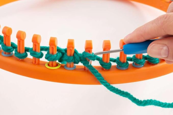 Authentic Knitting Board Chunky Round Loom Set – 3 Large Gauge Circular Knitting Looms for Cowls, Hats & Scarves – Premium Durable Plastic with Grooved Pegs – Beginner to Advanced Loom Knitting Kit