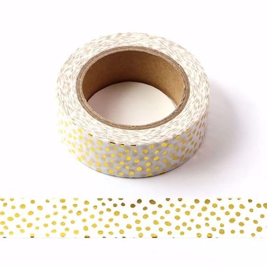CIAIJE Wave Foil Dots Washi Tape, 5/8" x 393 Inches (15mm x 10M) Craft Decorative Tape