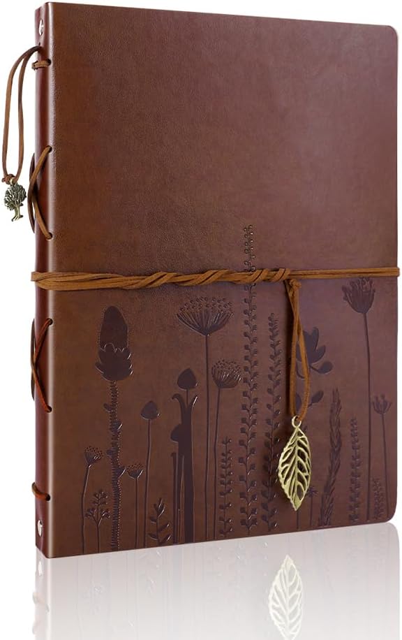 ThxMadam Leather Scrapbook Album 60 Pages Vintage Love Photo Album,11 * 8.1 Inch Scrapbook for Couples-DIY Memory Book,Birthday/Wedding Guest Book Gift for Anniversary Mother's Day