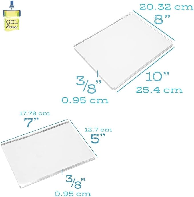 gel press monoprinting print plates – 8” x 10” + 5” x 7” gel plate value pack - gelli plates - reusable gel printing plates for press art for card making, scrapbooking, arts and crafts