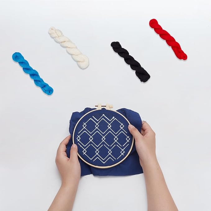 FREEBLOSS 4 Pcs Sashiko Thread in 4 Colors, 4 * 100 M Pure Cotton, Embroidery & Quilting