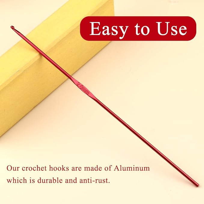 2mm Aluminum Crochet Hook, Smooth Crochet Needles, Knitting Needles for Yarn Craft, Great Handmade DIY Present for Friends, Random Color