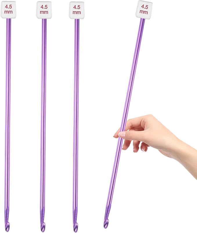 HEALEAYAR 4.5mm Tunisian Crochet Hooks Bulk, 27cm Extra Long Crochet Needles Aluminum Afghan Knitting Needles Tools for Beginners and Skills Class, Pack of 4