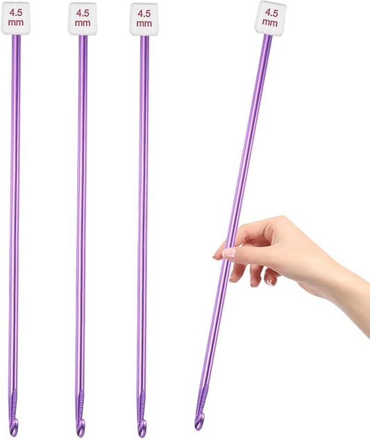 HEALEAYAR 4.5mm Tunisian Crochet Hooks Bulk, 27cm Extra Long Crochet Needles Aluminum Afghan Knitting Needles Tools for Beginners and Skills Class, Pack of 4