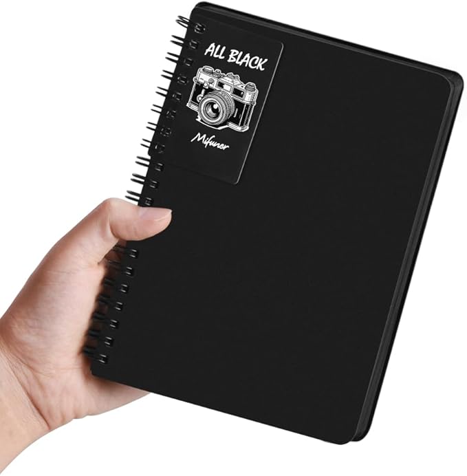 5" x 7" Premium Black Paper Mixed Media Sketchbook, Spiral Bound Art Journal Sketchbook, 70 Sheets 110 GSM Acid-Free Drawing Black Paper for Adults Beginners Artists.Black
