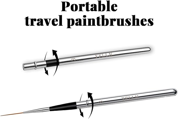Travel Watercolor Brushes, Nail Art Liner Brushes with Protective Case Handle, Perfect for Watercolor Acrylics Gouache Ink Long Lines, Thin Details, Fine Drawing Sizes(3pcs)