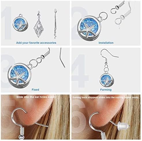 925 sterling silver earring hooks, 750pcs earring hooks kit 250pcs/125pairs gold & silver hypoallergenic earring hooks with 250pcs open jump rings and 250pcs rubber earring backs for jewelry making