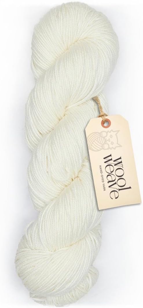 Superwash Merino Wool Yarn for Knitting & Crocheting - Hand Dyed, 100gr, 240 Yards, Dk Weight - Luxurious, Soft & Durable Off White Yarn