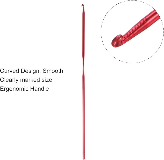 uxcell 20Pcs Aluminum Crochet Hook 2.0mm Knitting Needles for DIY Craft Yarn Red