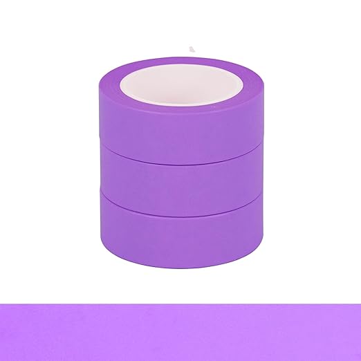 NatSumeBasics 3 Purple Washi Tapes Plain Decorative Masking Tape, 32 Feet Self-Adhesive Tapes for Packaging Decor Journals Scrapbooks Planners DIY Crafts Gift (Purple)