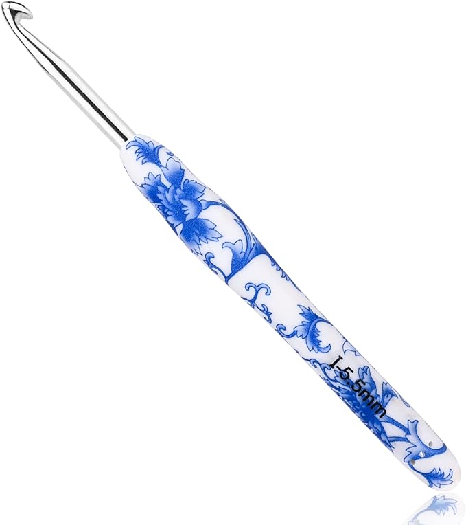 BCMRUN 5.5 mm(I) Crochet Hook, Ergonomic Handle for Arthritic Hands, Soft Rubber Grip Extra Long  Knitting Needles for Beginners and Knitting Crocheting Yarn (5.5mm-I)