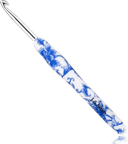 BCMRUN 5.5 mm(I) Crochet Hook, Ergonomic Handle for Arthritic Hands, Soft Rubber Grip Extra Long  Knitting Needles for Beginners and Knitting Crocheting Yarn (5.5mm-I)