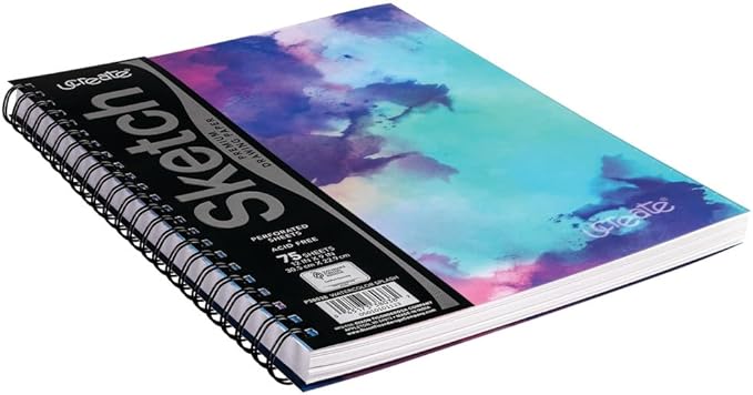 UCreate Fashion Poly Sketch Book, Watercolor Splash, 9" x 12", 1 Count