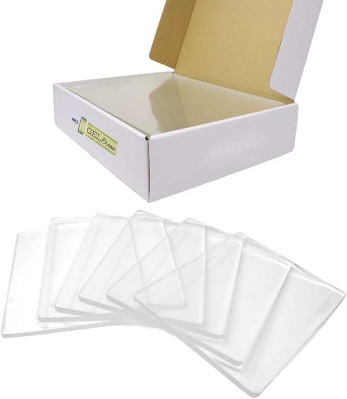 gel press monoprinting print plates – 8” x 10” gel plate class pack value pack - printmaking supplies - reusable gel printing plates for press art for card making, scrapbooking, arts and crafts 6-pack