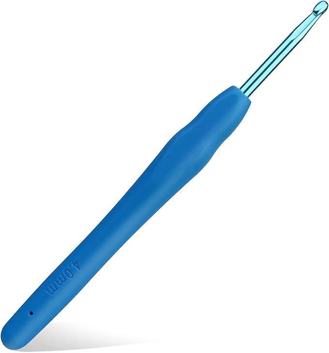 kgxulr 4 mm Crochet Hook, Aluminum Soft Grip Rubber Handle Needles Ergonomic Knitting Needles for Beginners and Handmade DIY