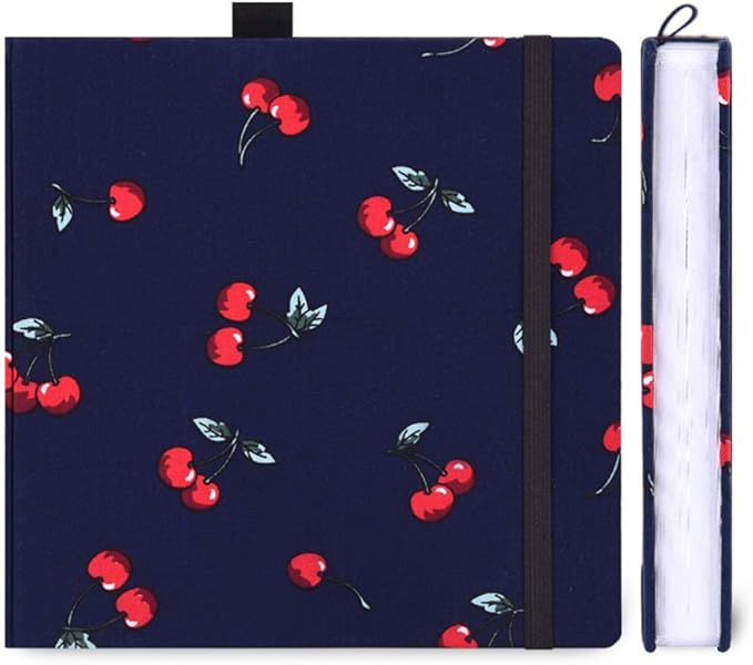 Mifuner Square 8.2x 8.2 165gsm Colored pencil paint Journal Hardbound 128pgs（64 Sheets Front Back Cold Pressed） Travel for Colored Pencil Sketch Doodles Handmade Cloth Cover Notebook Cherry