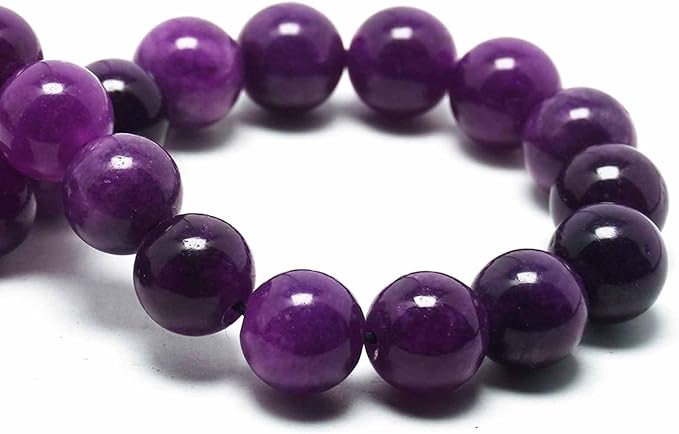 Jade Stone for Jewelry Making - 10mm Gemstone Round Craft Beads for Bracelets(35-38pcs, Purple Charoite Jade)