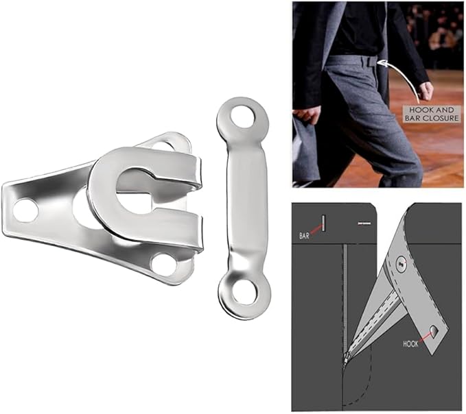 24 Set Sewing Hooks and Eyes Closure Set - Versatile Fasteners for Trousers Skirts Dress Bra - DIY Craft Accessories - Metal Hook and Eye- Nickel