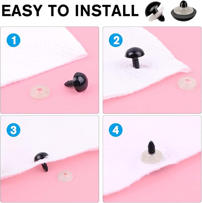 YUJUN 700PCS Safety Eyes for Crochet,6-22mmColorful Glitter Noses with Washers Stuffed Animals Amigurumi Craft Doll Making Teddy Bear Toy