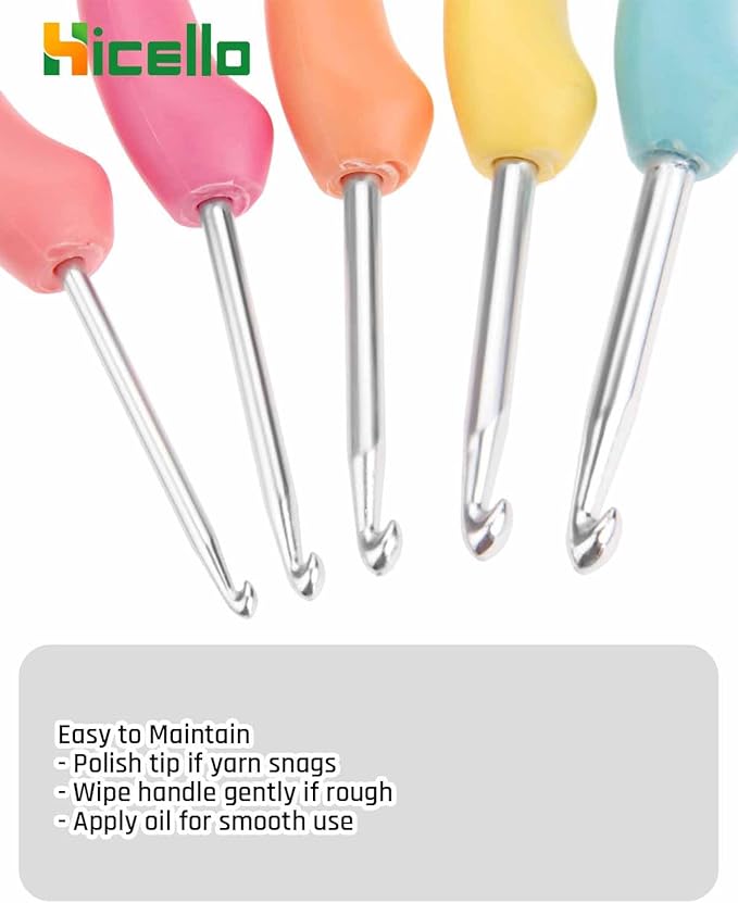 Crochet Hooks Set,Large Handle Ergonomic Grip Crochet Hook, 8PCS Aluminum Smooth Knitting Hook Needles for Arthritic Hands