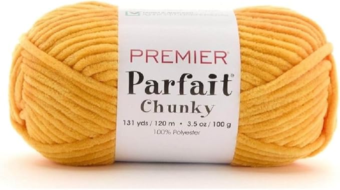 Premier Yarns Parfait Chunky Chenille Yarn 3.5 Oz 6 Super Bulky Weight 3 Pack Bundle with Bella's Stitch Place Holders (Maize)