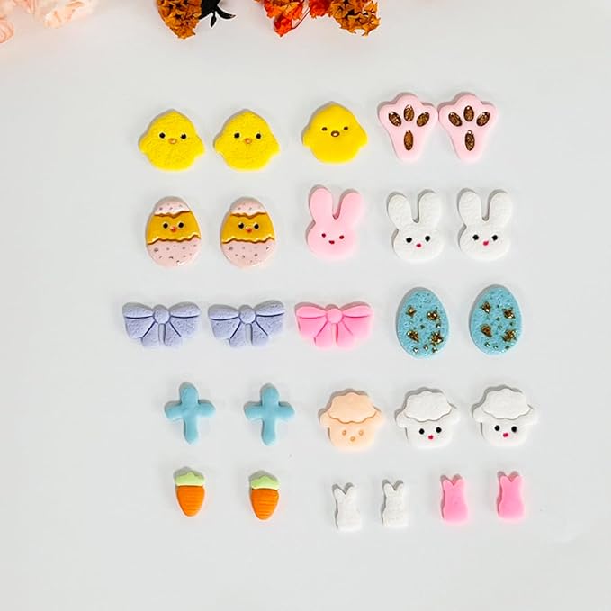 Xaekicr Easter Polymer Clay Cutters Set – 10pcs Clay Earring Cutters for Easter Eggs, Bunny, Chick, Bow and More – DIY Clay Tools & Polymer Clay Molds for Jewelry Making