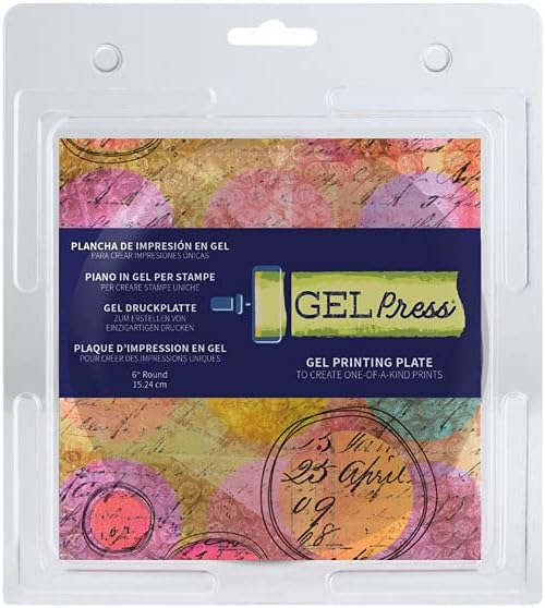 gel press monoprinting print plate – 6” circle gel plate - printmaking supplies - reusable gel printing plate for press art for card making, scrapbooking, journaling, arts and crafts, home decor