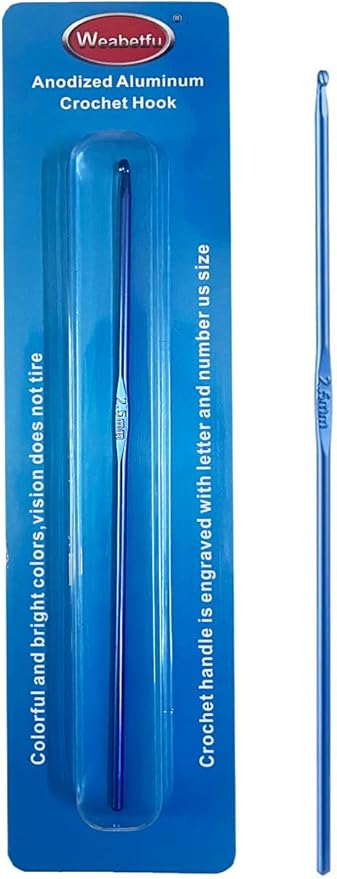 Weabetfu Aluminum Crochet Hook,Knitting Needles Crochet Needles for Knitting Craft Yarn,Crochet Hooks Size C,2.5mm-New