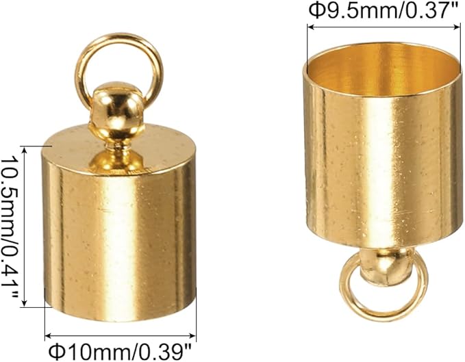 MECCANIXITY Fold Over Cord End Caps Rose Gold 10mm OD with Crimp Covers Lobster Claw Clasps DIY Jewelry Making for Bracelets and Necklaces Crafting 20 Pcs