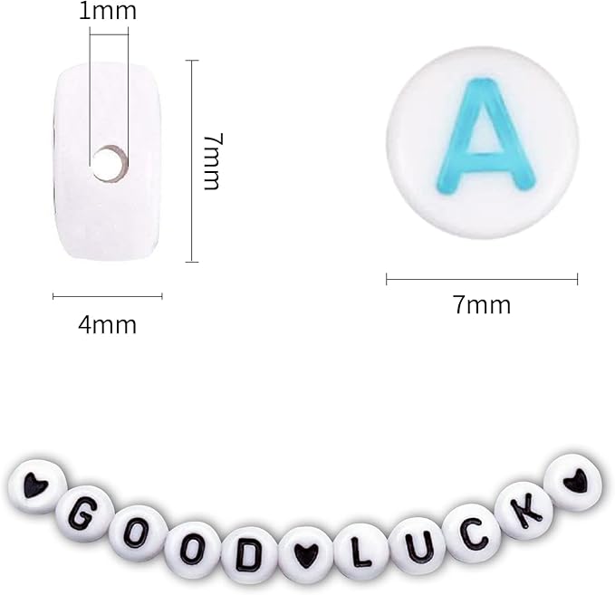 1400pcs letter beads, 4x7 mm acrylic alphabet beads, beads for jewelry and bracelet making, in 28 grid box (white and colorful)