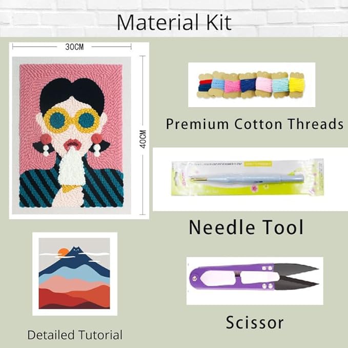 Craftdiam Beginner Perforator Kit - Stamping Embroidery Kit for Adults - DIY Kit - Simple Wall Decor | Home Decor - Women's Gift - Valentine's Day Gift (Pink)