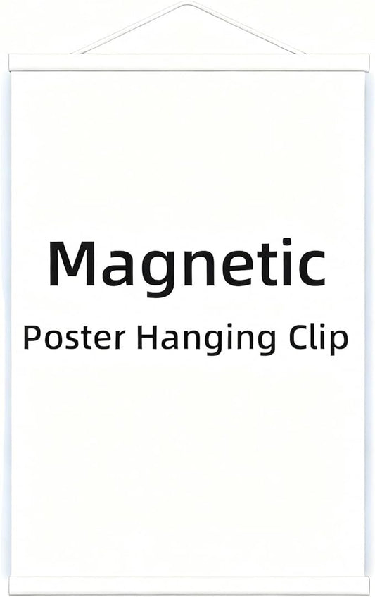 GrittyGrace Magnetic Poster Hanger Frame for 28x22 28x40 28x29 Movie Music Posters Wall Art,Teak Wood Picture Frames for Large Canvas Diamond Map Decor, Living Room Calendar Banner Tapestry Photo Hanging Stand (White, 28in/70cm)