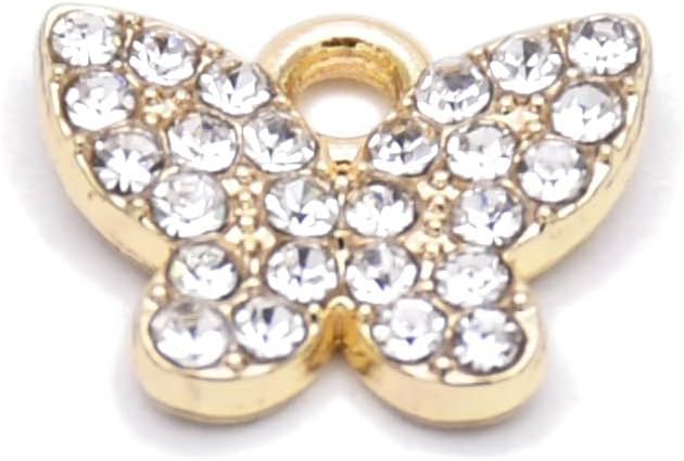 Pack of 20 Rhinestone Charms Gold Plated Pendants Pave Crystal Accessories for Necklace Bracelet Jewelry Making DIY Crafting