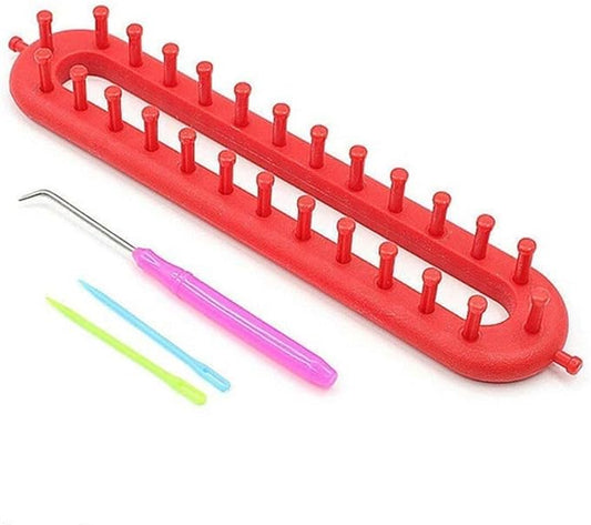 1 Set Portable Knitting Kit, Needle Scarf Knitter Weaving Loom Knitting Kit, Weaving Tool Sewing Accessories(red)