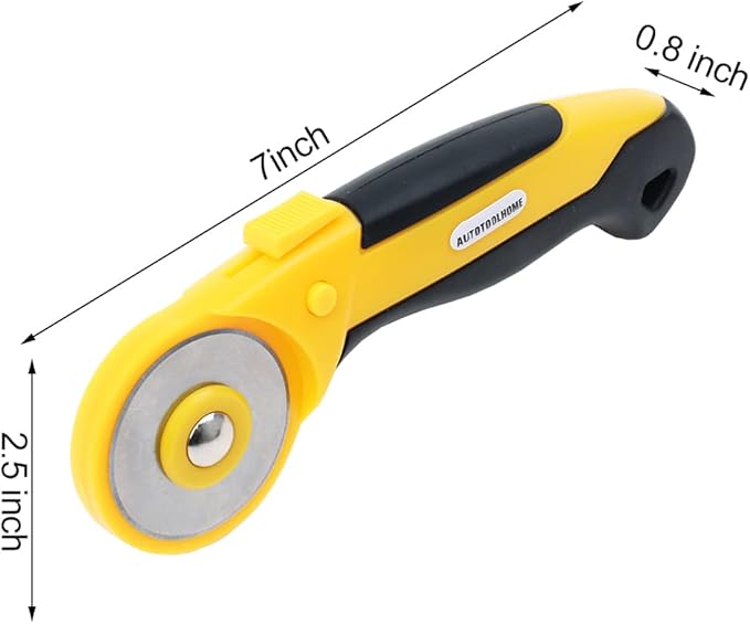 AUTOTOOLHOME 45mm Rotary Cutter Automatic Fabric Cutter Quick Change Blades with Safety Lock for Quilting, Sewing, Crafts, Replacement Blades (color02)