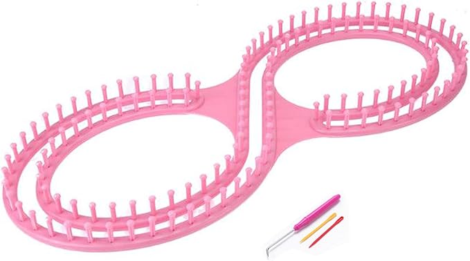 WAYION 55" Afphgan Serenity Loom Knitting Board Weave Loom Kit with Step by Step Instructions Great for The Experienced Loom Knitter(Blue/Pink) (Pink)