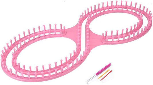 WAYION 55" Afphgan Serenity Loom Knitting Board Weave Loom Kit with Step by Step Instructions Great for The Experienced Loom Knitter(Blue/Pink) (Pink)