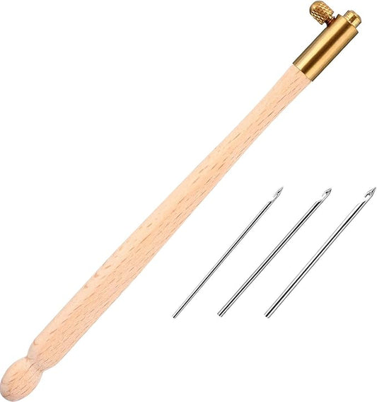 meekoo Tambour Hook with 3 Needles 70# 90# 100# Tambour Embroidery Kit Tool Crochet Hook Kit Sequin Beads Needle Set for Embroidery Sewing Crafting Handmade Artwork Making Gifts for Protect Hands(1)