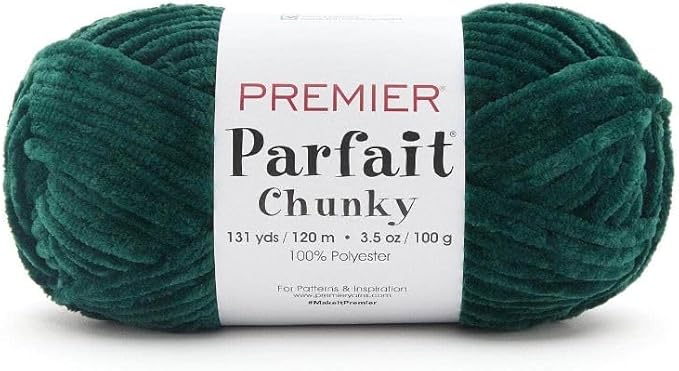 Premier Yarns Parfait Chunky Chenille 3.5 Oz 6 Super Bulky Weight 3 Pack Bundle with Bella's Stitch Place Holders (Ivy)
