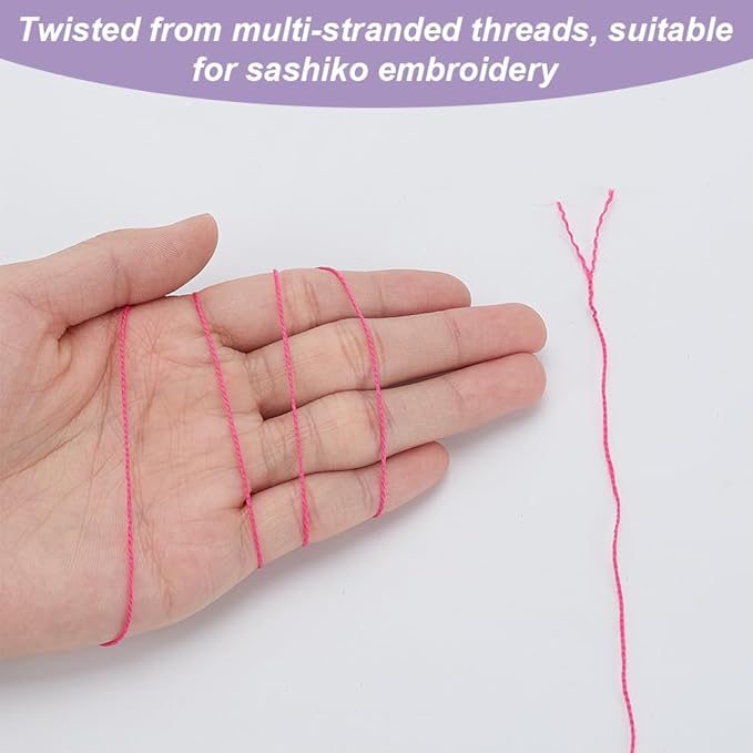 FREEBLOSS 4 Pcs Sashiko Thread Sashiko Skein 4 * 100 M Pure Cotton Embroidery Thread Japanese Sewing Threads Quilting & Embroidery Sewing Kit Supplies 4 Pink Theme Colors