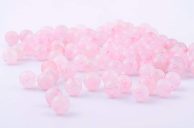 Natural Stone Beads 100pcs 8mm Rose Quartz Round Genuine Real Stone Beading Loose Gemstone Hole Size 1mm DIY Charm Smooth Beads for Bracelet Necklace Earrings Jewelry Making (Pink Rose Quartz, 8mm)