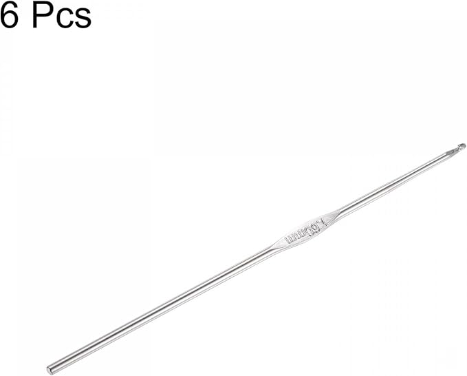 uxcell Stainless Steel Crochet Hook 1.6mm Knitting Needles for DIY Craft Yarn 6Pcs
