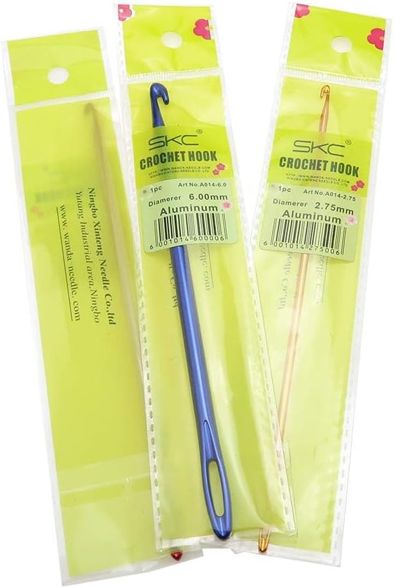 Zuoyou 3PCS Aluminum Tunisian Afghan Crochet Hook DIY Knitting Needles Tool with an Eye 2.75/4/6mm